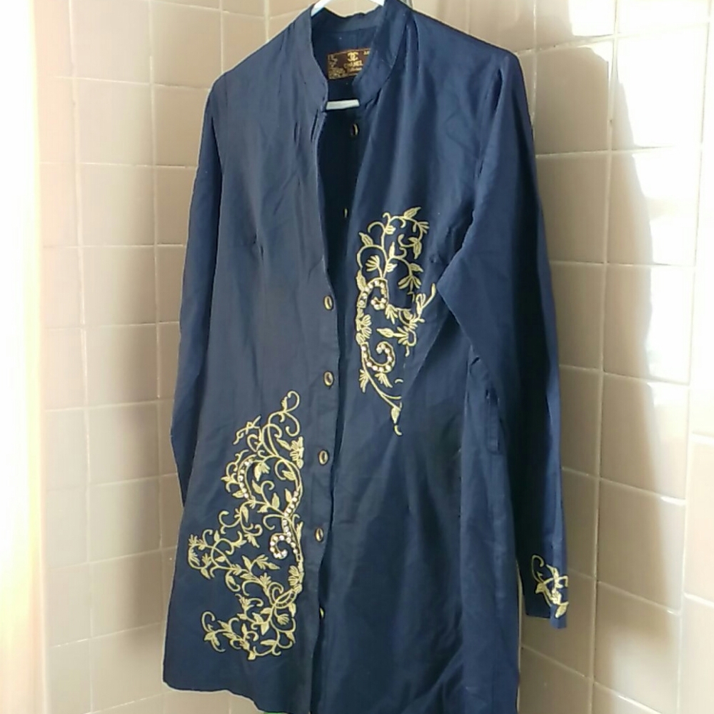 CHANEL Blue Top with Embellishments